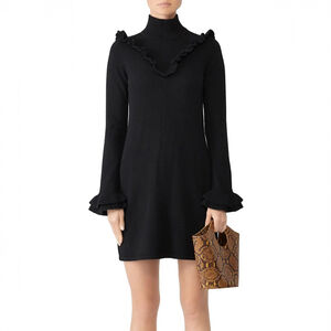 Rebecca Minkoff Dulcie Ruffle Dress Mini Black Wool Knit $298 - Size M
